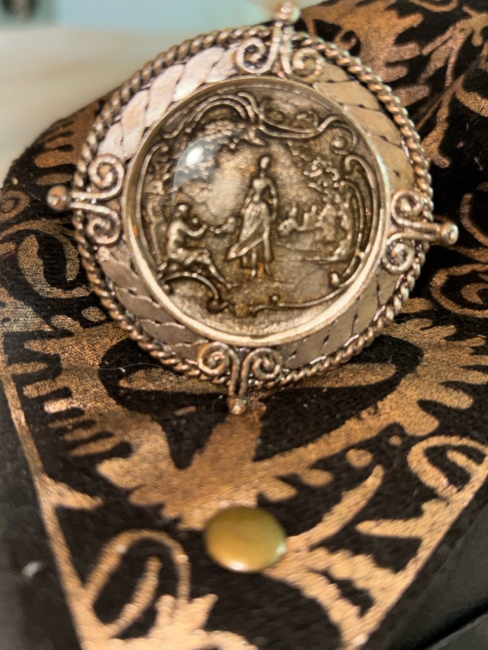 Virgins Saints & Angels Silver-Tone Ornate Medallion Bracelet Accent